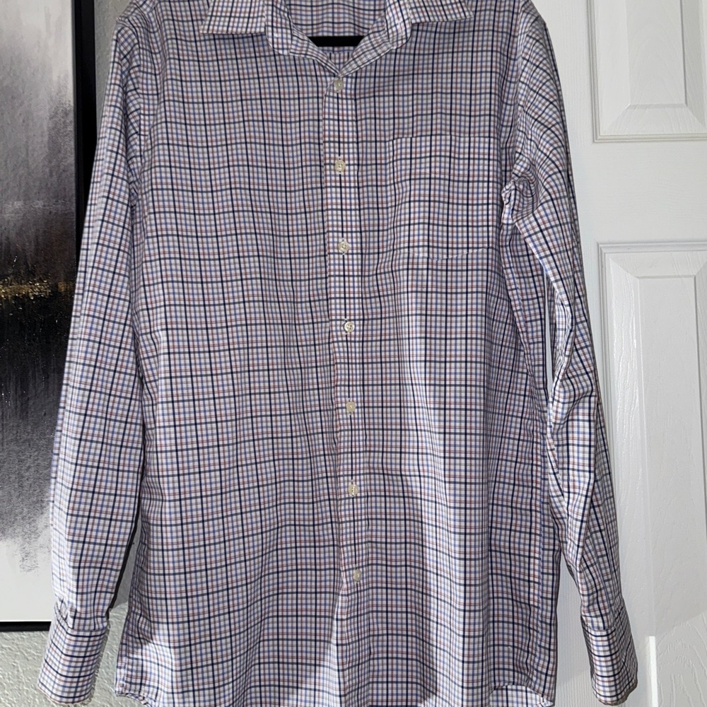 Blue and White Casual Gingham Button Down Shirt - Picture 3 of 6